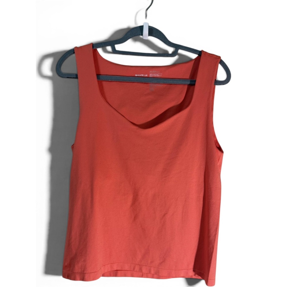 Bagatelle Coral Orange Scoop Neck Sleeveless Tank Top Stretch L/XL 83250